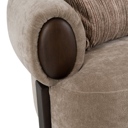Arnaud - Modern Tan Fabric + Brown Oak Loveseat Sofa - image 5