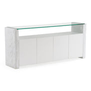Ashley - Modern Glass + White Fiberglass Buffet