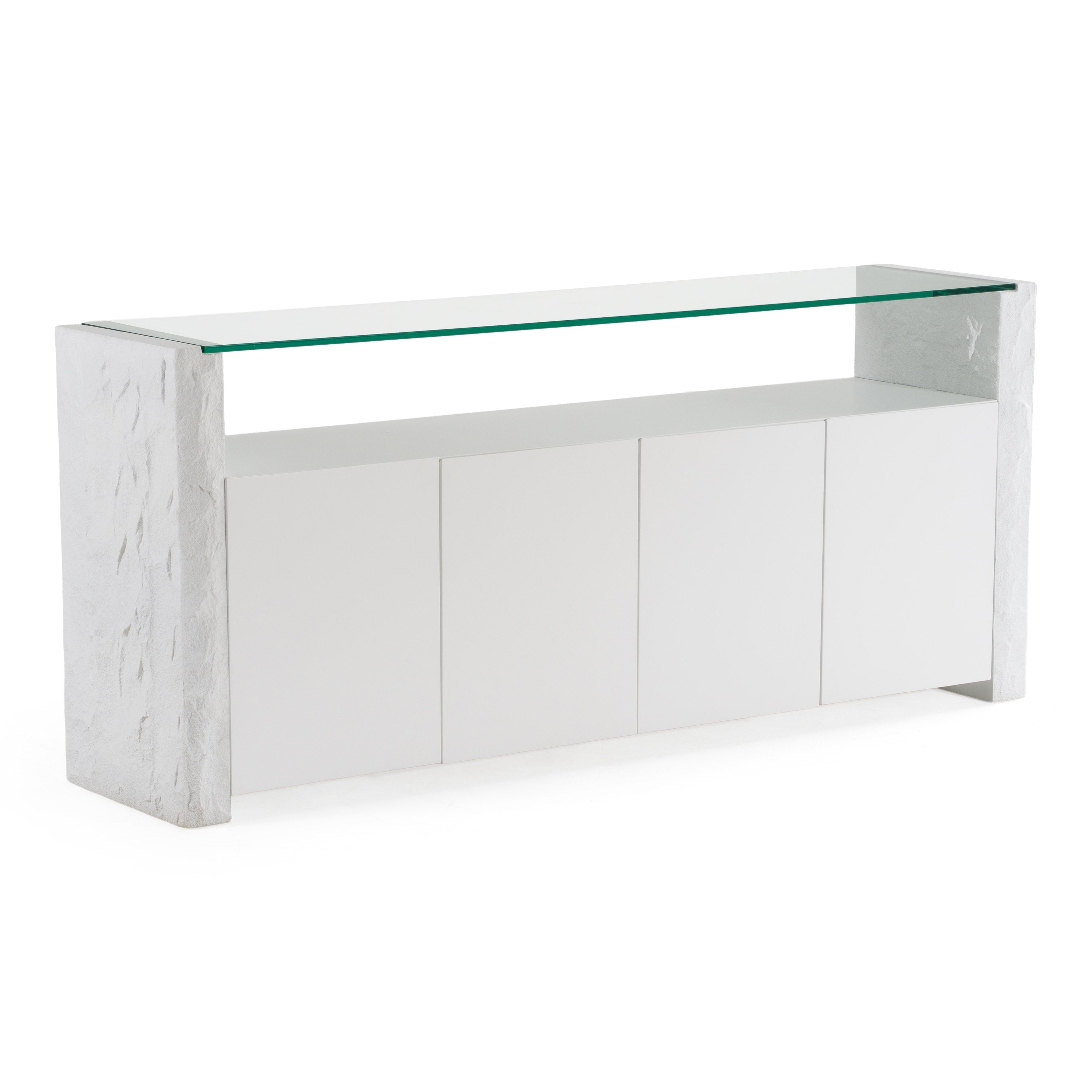 Ashley - Modern Glass + White Fiberglass Buffet