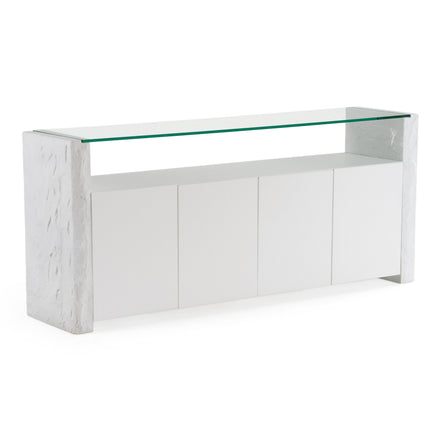 Ashley - Modern Glass + White Fiberglass Buffet