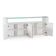 Ashley - Modern Glass + White Fiberglass Buffet - image 2