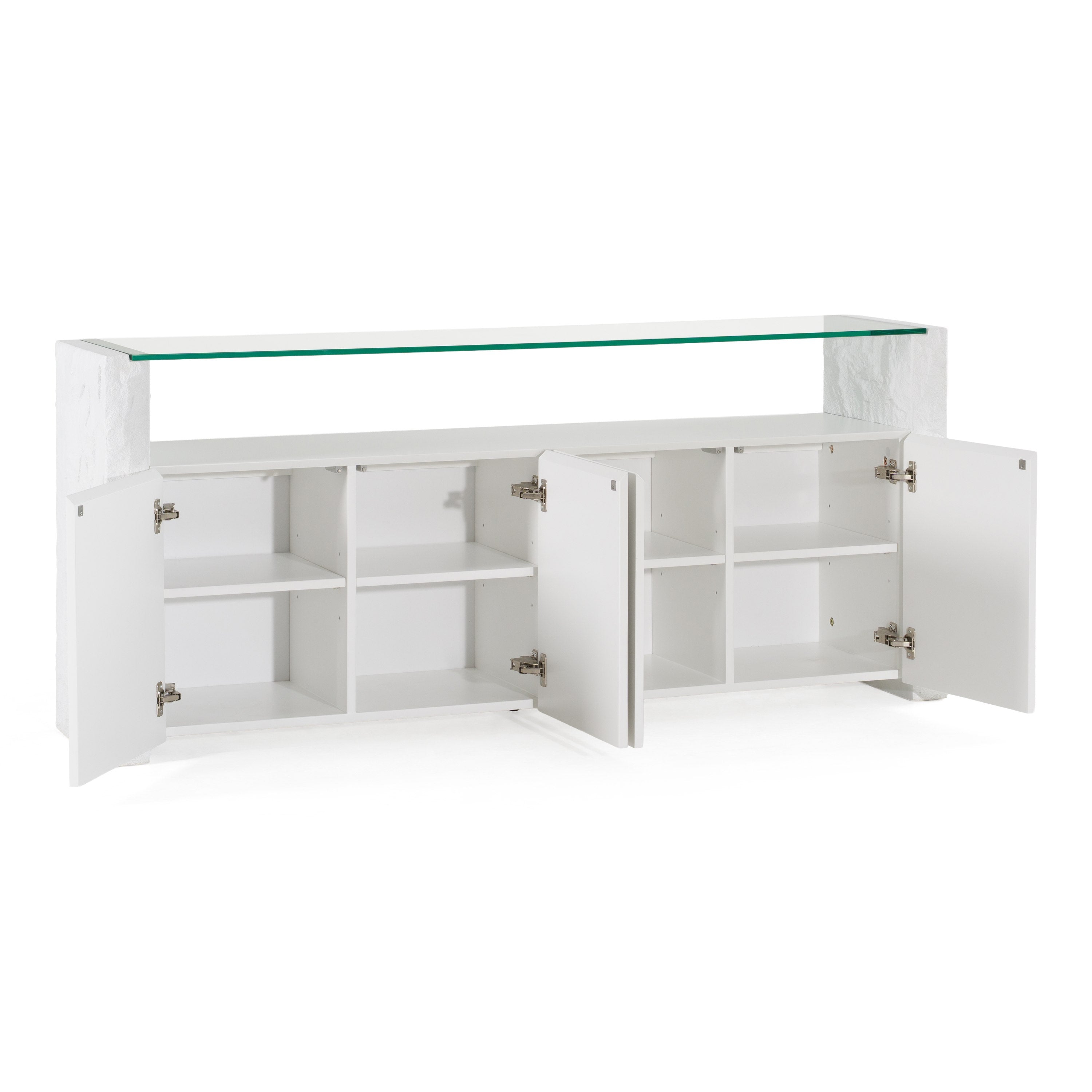 Ashley - Modern Glass + White Fiberglass Buffet - image 2