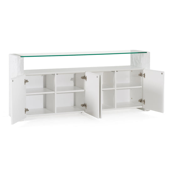 Ashley - Modern Glass + White Fiberglass Buffet - image 2