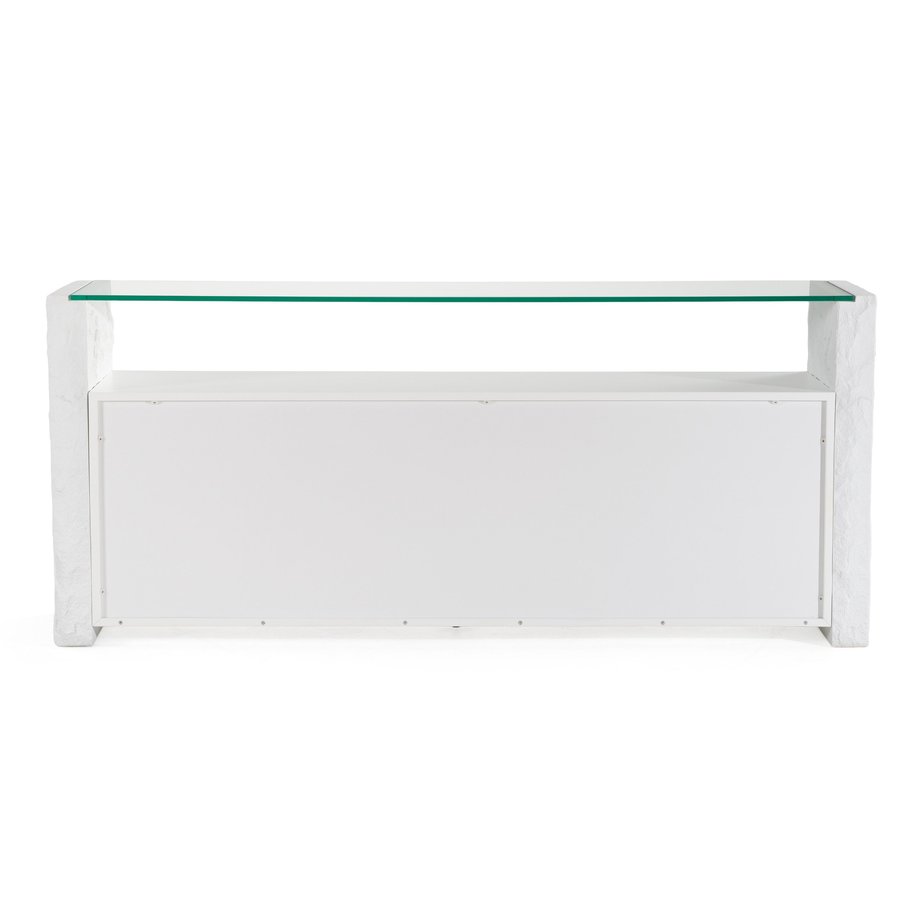 Ashley - Modern Glass + White Fiberglass Buffet - image 4