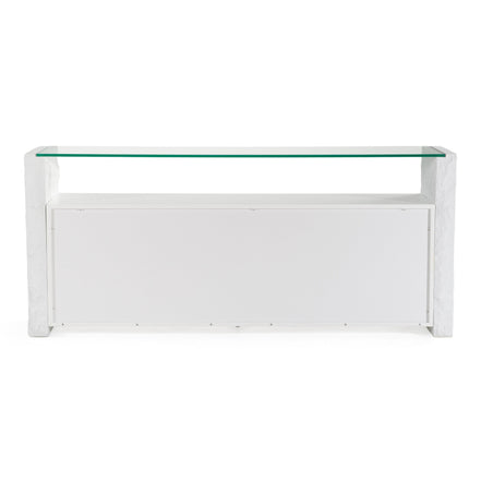 Ashley - Modern Glass + White Fiberglass Buffet - image 4