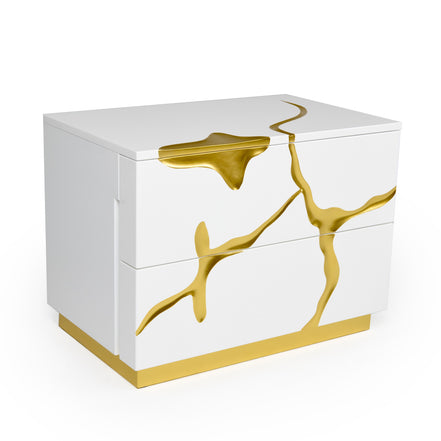 Aspen Modern Wide White and Gold Nightstand - image 2