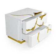 Aspen Modern Wide White and Gold Nightstand - image 3