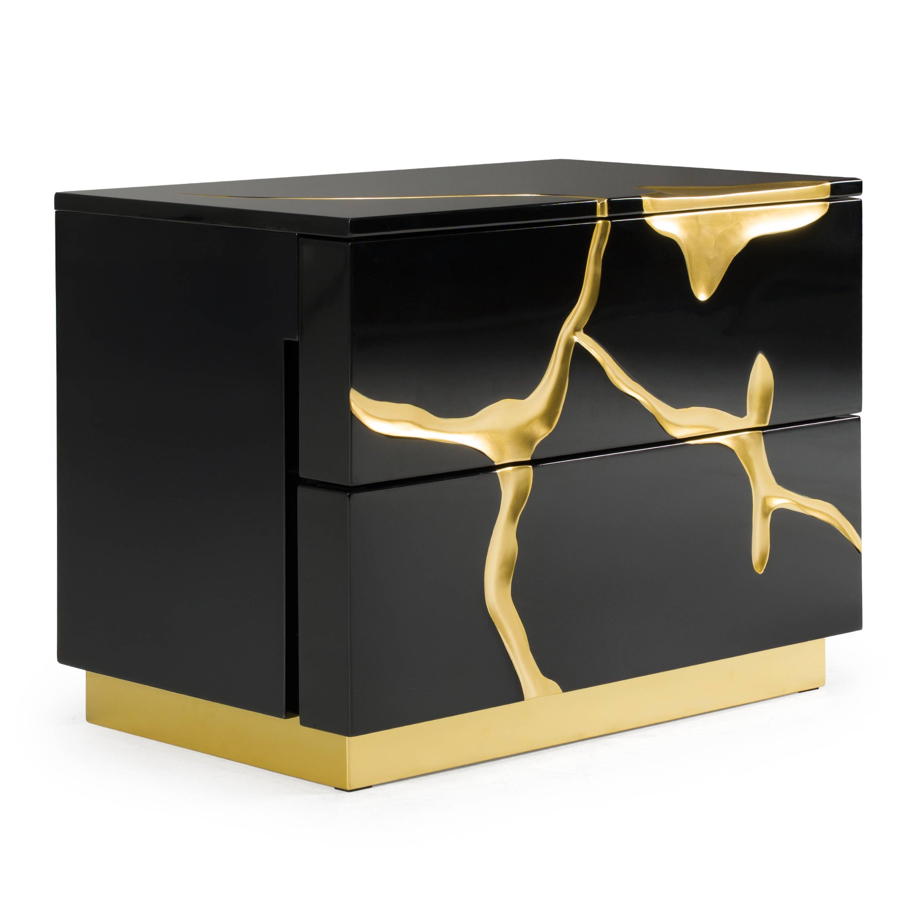 Aspen - Modern Wide Black and Gold Nightstand - image 2