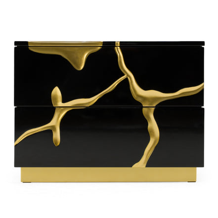 Aspen - Modern Wide Black and Gold Nightstand - image 3