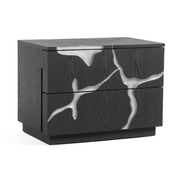 Aspen - Modern Matte Brown Ash & Silver Nightstand - image 2