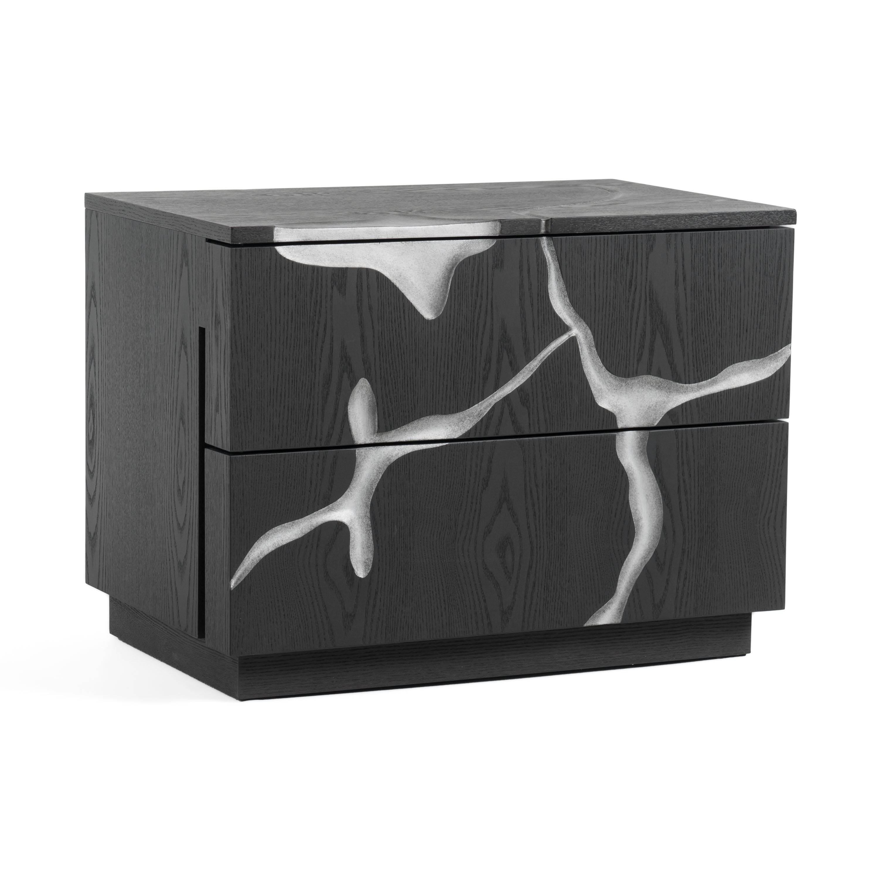 Aspen - Modern Matte Brown Ash & Silver Nightstand - image 2