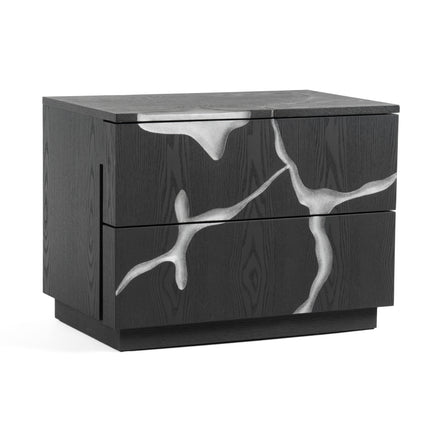 Aspen - Modern Matte Brown Ash & Silver Nightstand - image 2