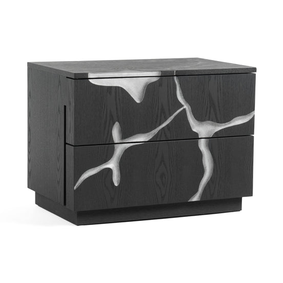 Aspen - Modern Matte Brown Ash & Silver Nightstand - image 2