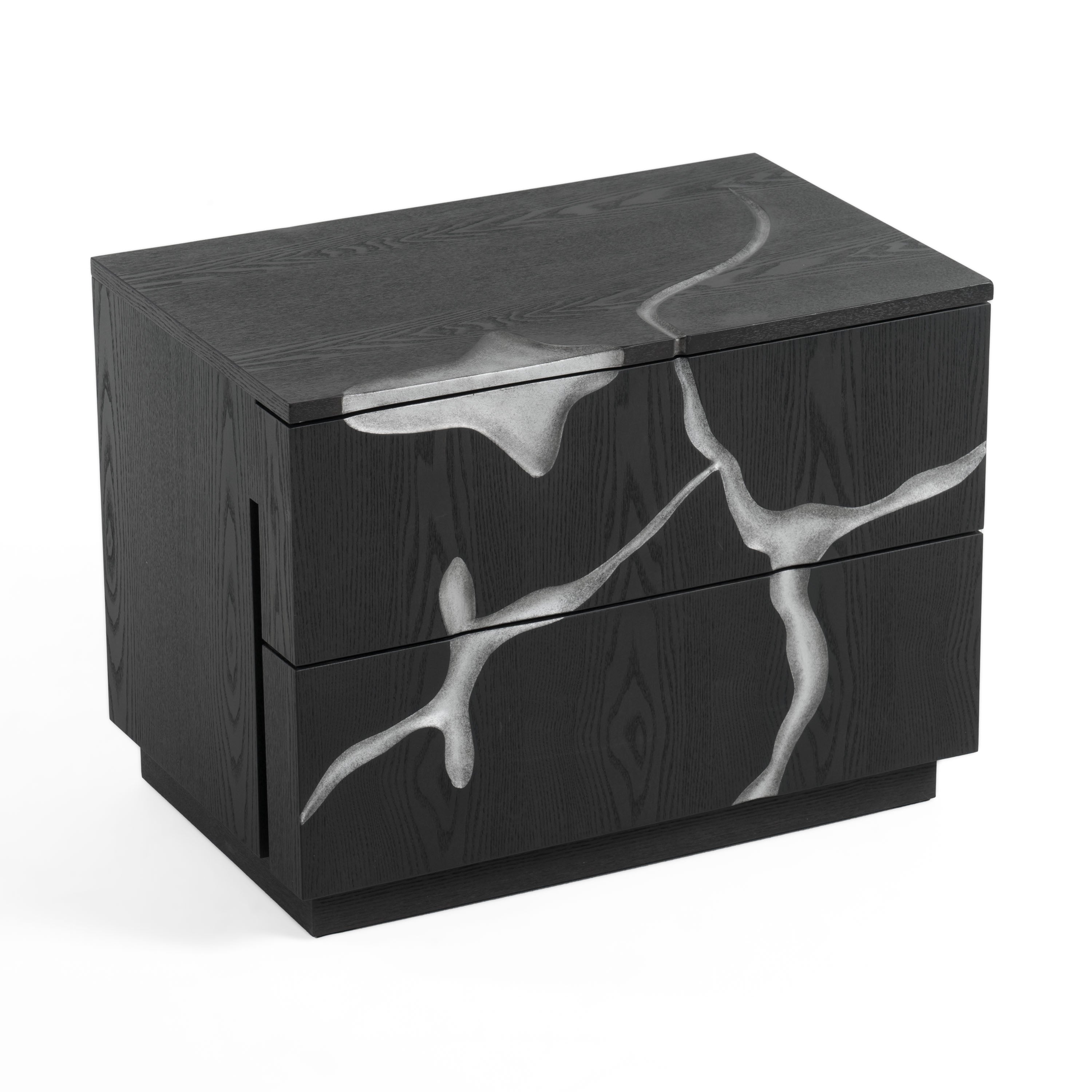 Aspen - Modern Matte Brown Ash & Silver Nightstand - image 3