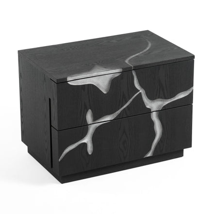 Aspen - Modern Matte Brown Ash & Silver Nightstand - image 3
