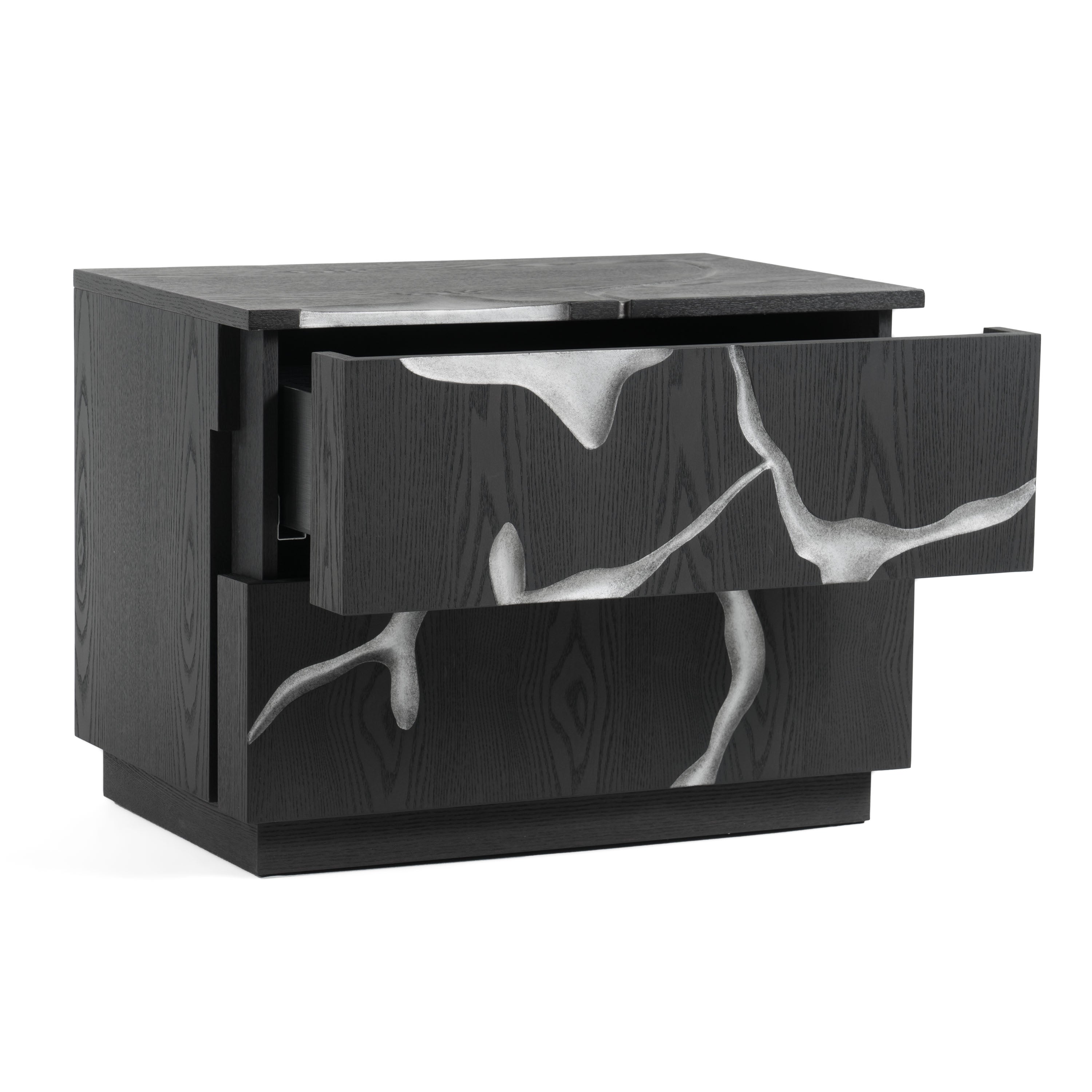 Aspen - Modern Matte Brown Ash & Silver Nightstand - image 4