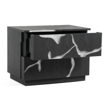 Aspen - Modern Matte Brown Ash & Silver Nightstand - image 4