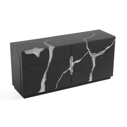 Aspen - Modern Matte Brown Ash & Silver Dresser - image 2