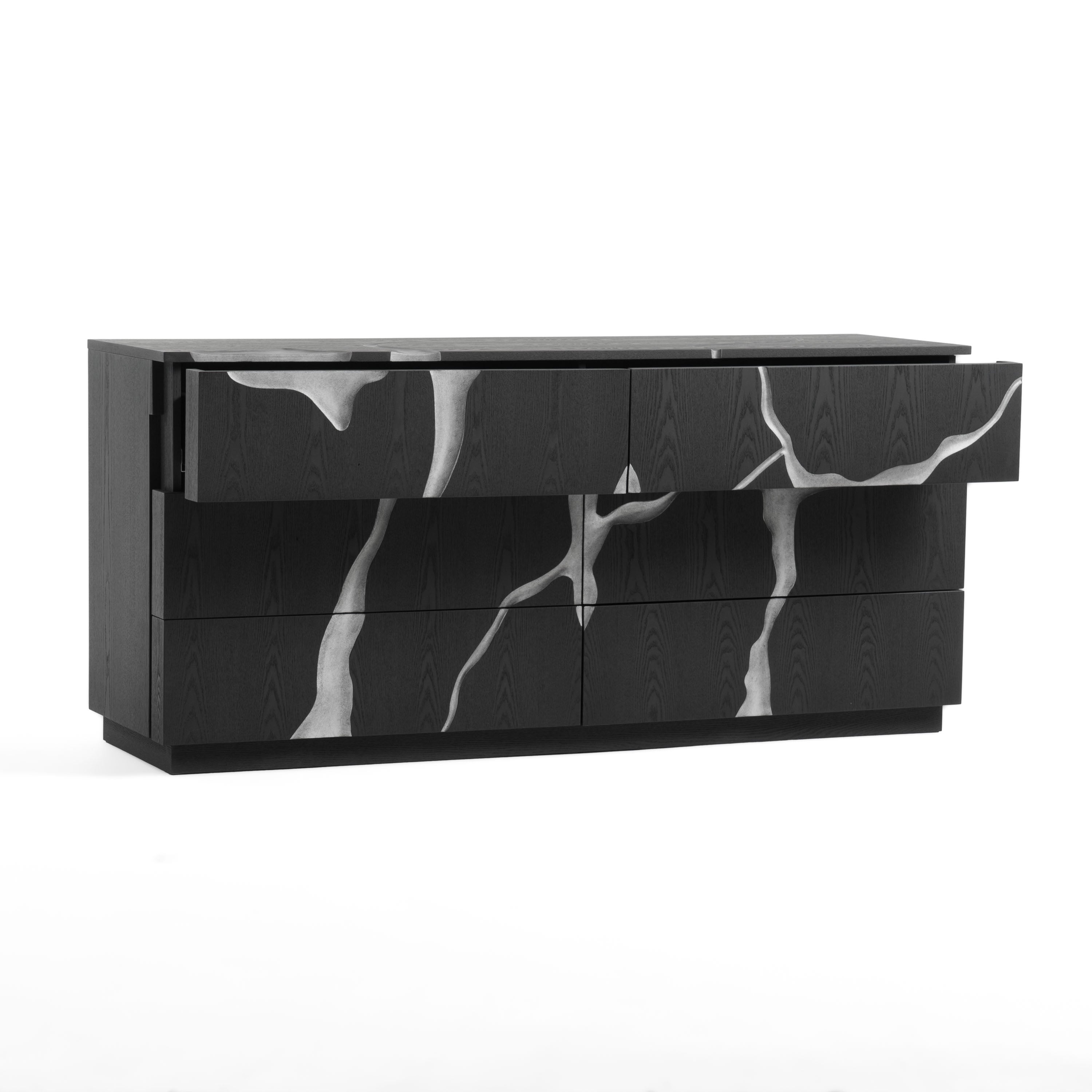 Aspen - Modern Matte Brown Ash & Silver Dresser - image 3