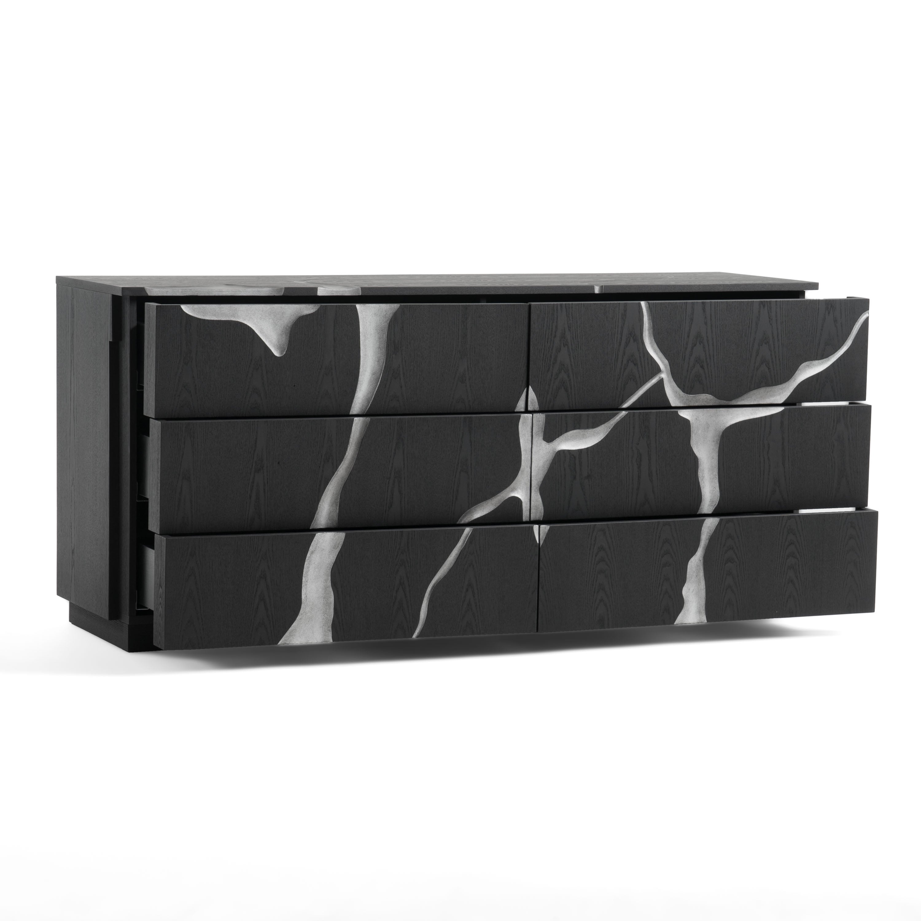 Aspen - Modern Matte Brown Ash & Silver Dresser - image 4