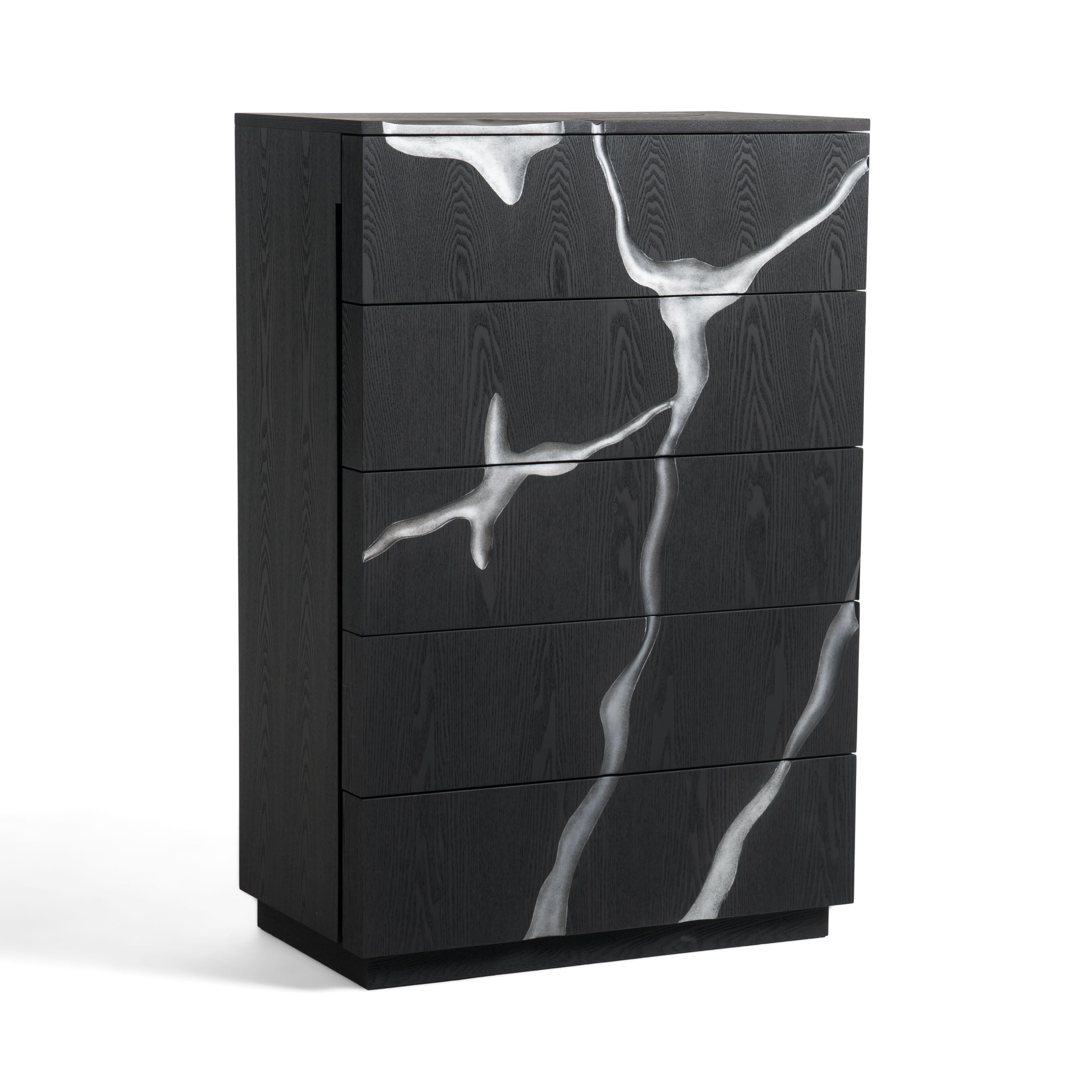 Aspen - Modern Matte Brown Ash & Silver Chest
