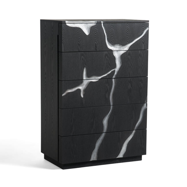 Aspen - Modern Matte Brown Ash & Silver Chest