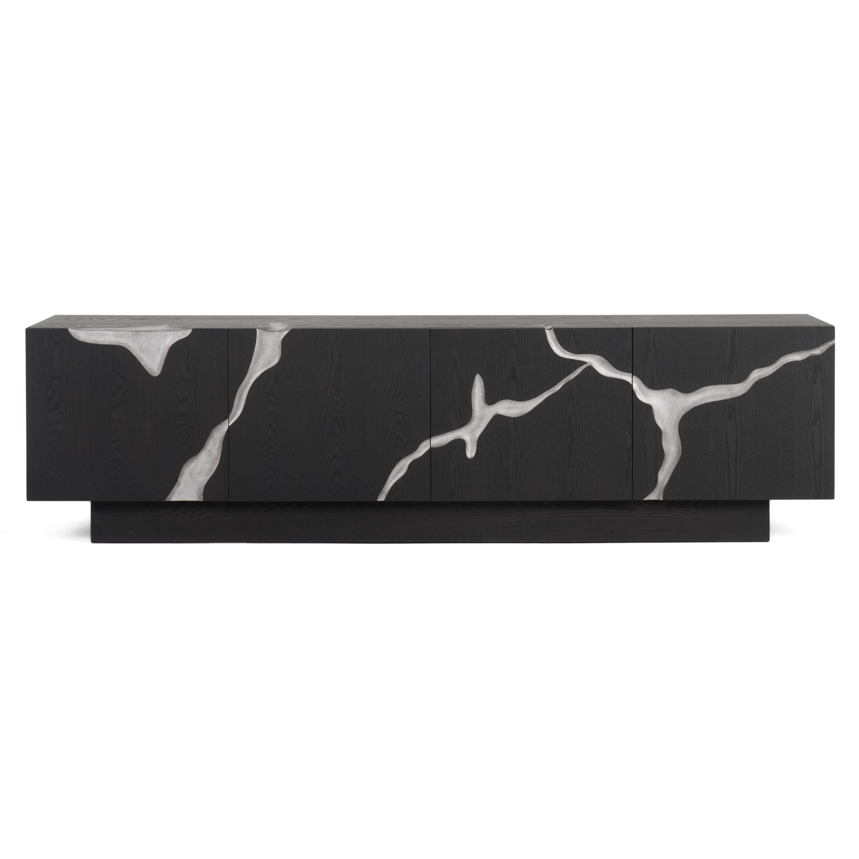 Aspen - Modern Matte Brown Ash & Silver TV Stand - image 5