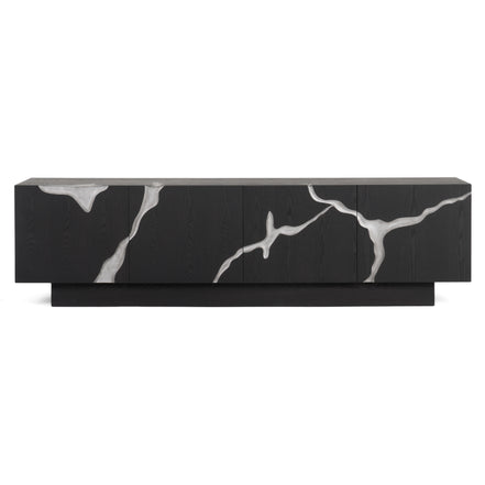 Aspen - Modern Matte Brown Ash & Silver TV Stand - image 5