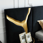 Aspen - Eastern King Glam Black Velvet & Gold Bed
