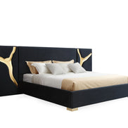 Aspen - Eastern King Modern Black + Gold Bed + Nightstands - image 2