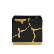 Aspen - Eastern King Modern Black + Gold Bed + Nightstands - image 4