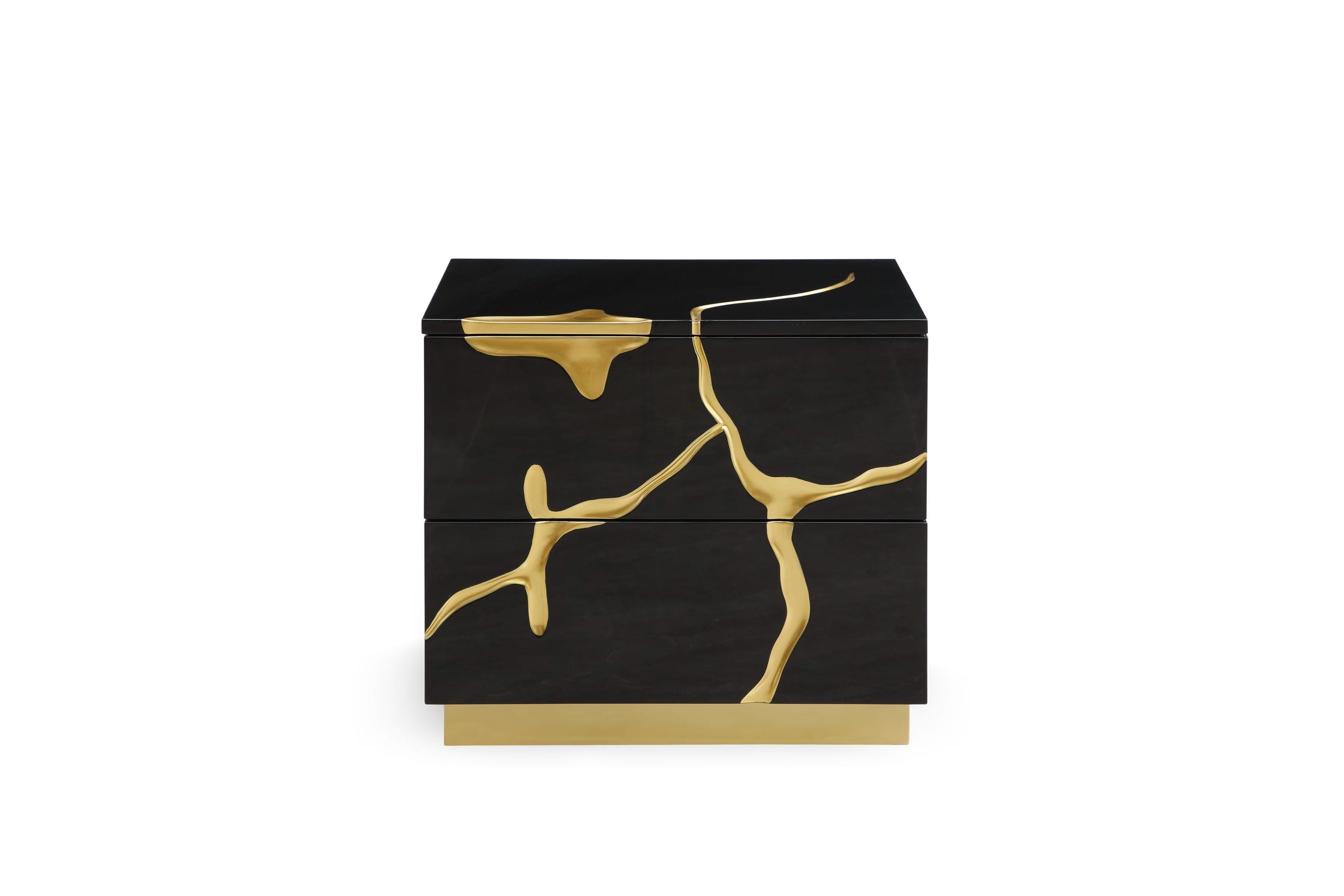 Aspen - Eastern King Modern Black + Gold Bed + Nightstands - image 4