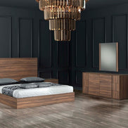 Asus - Queen Italian Modern Walnut Bed - image 2