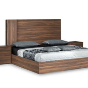 Asus - Queen Italian Modern Walnut Bed