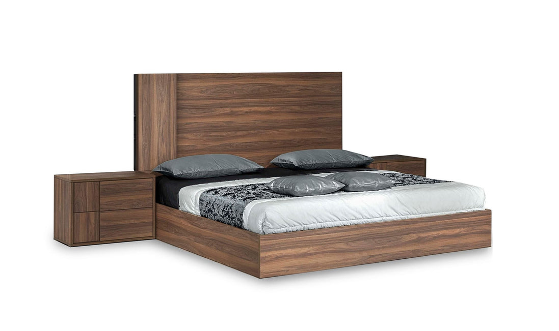 Asus - Queen Italian Modern Walnut Bed