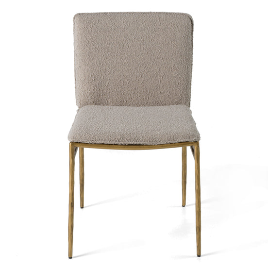 Atlanta - Modern Beige Fabric & Brass Dining Chair