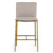Atlanta - Modern Beige Fabric & Brass Counter Chair