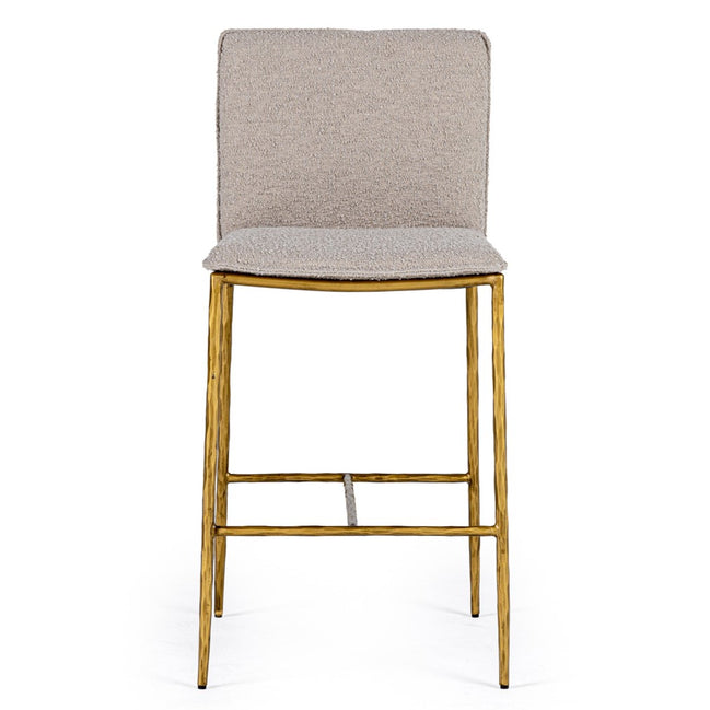 Atlanta - Modern Beige Fabric & Brass Counter Chair