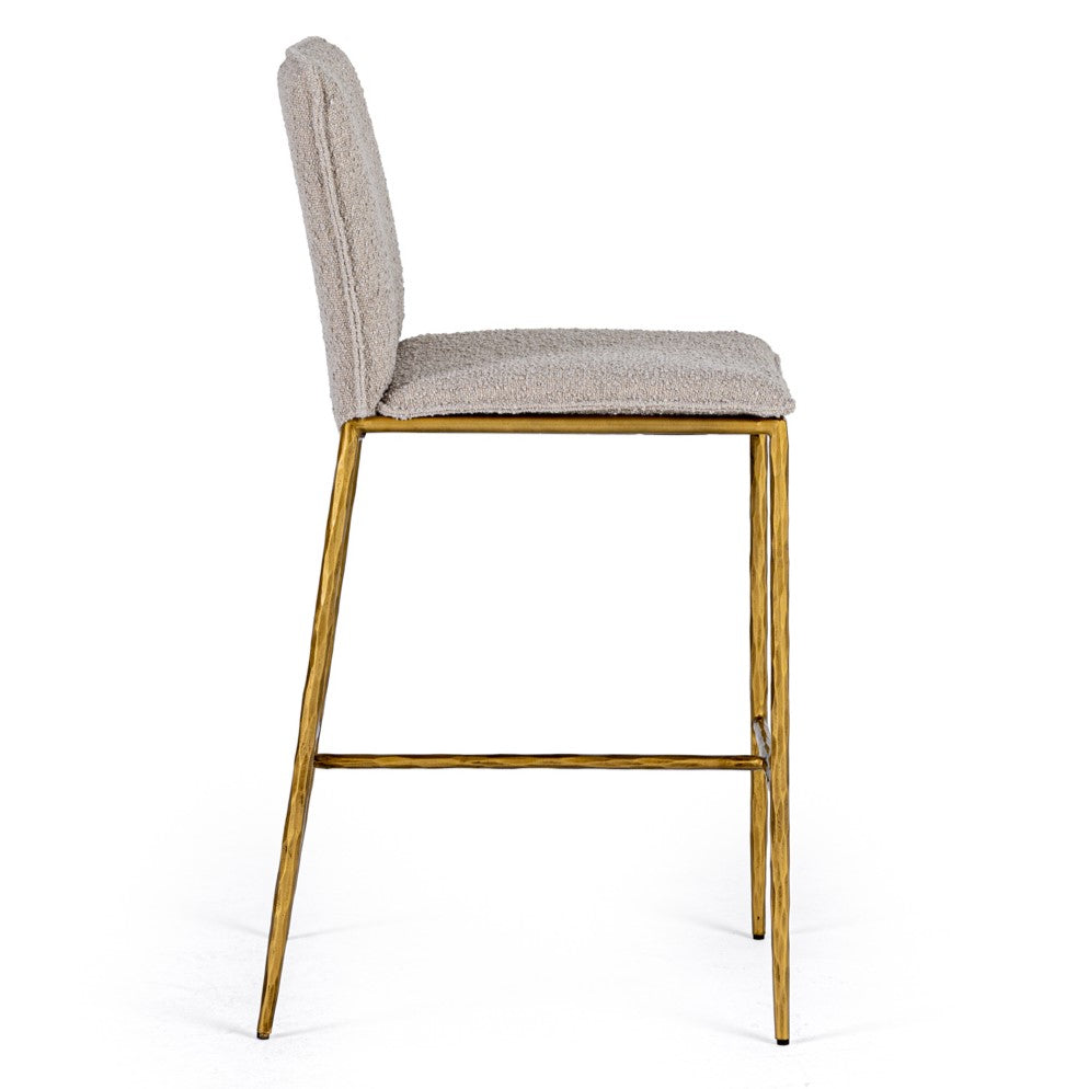 Atlanta - Modern Beige Fabric & Brass Counter Chair - image 3