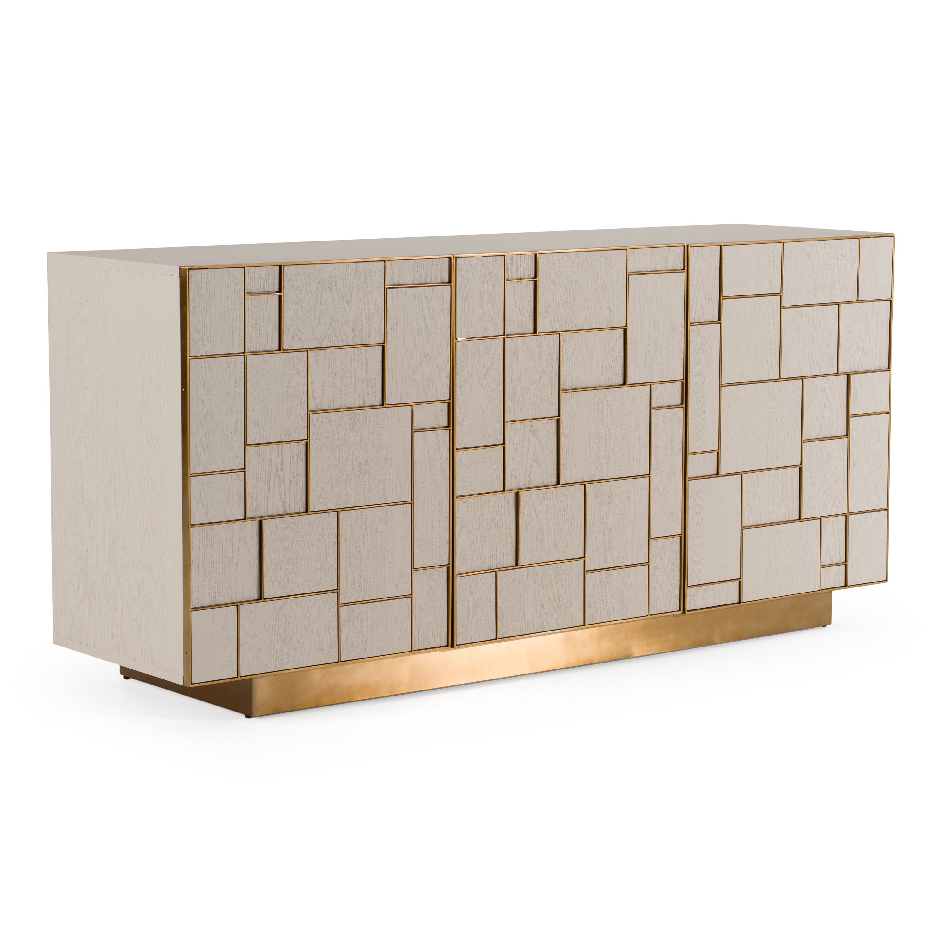 Auer - Mid-Century Modern Cream Ash + Gold Buffet - image 3
