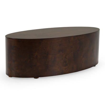 August - Modern Dark Walnut Burl Oval Coffee Table