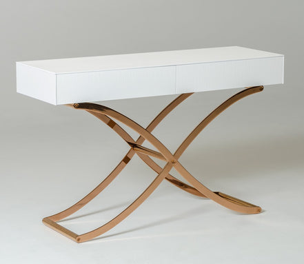 Aversa Modern White Crocodile Console Table & Mirror - image 4