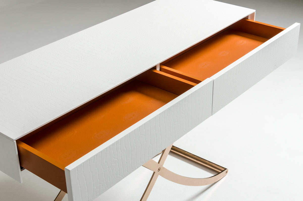 Aversa Modern White Crocodile Console Table & Mirror - image 2