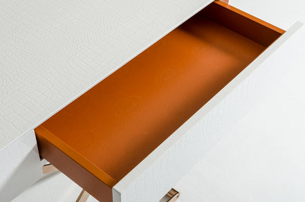 Aversa Modern White Crocodile Console Table & Mirror - image 3