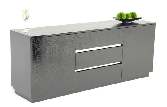 Skyline Modern Black Crocodile Lacquer Buffet