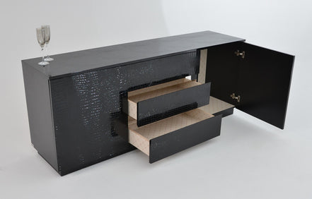 Skyline Modern Black Crocodile Lacquer Buffet - image 2