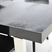 Skyline Modern Black Crocodile Lacquer Extendable Dining Table - image 2