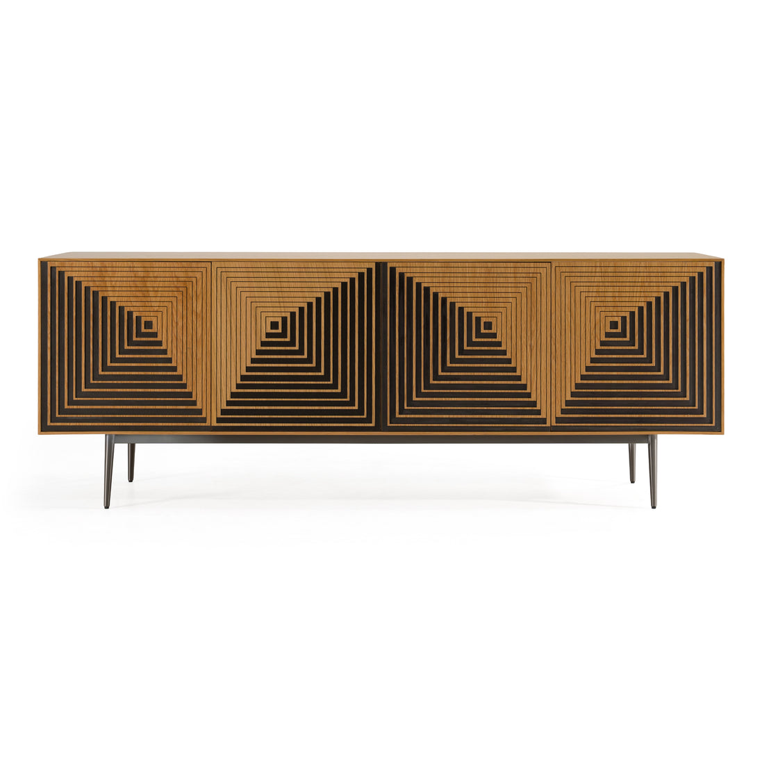 Azteca - Modern White Oak + Black Geometric Pattern Buffet