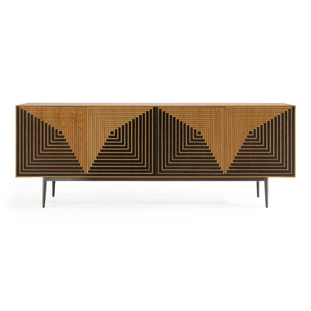 Azteca - Modern White Oak + Black Geometric Pattern Buffet