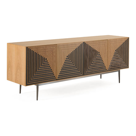 Azteca - Modern White Oak + Black Geometric Pattern Buffet - image 2